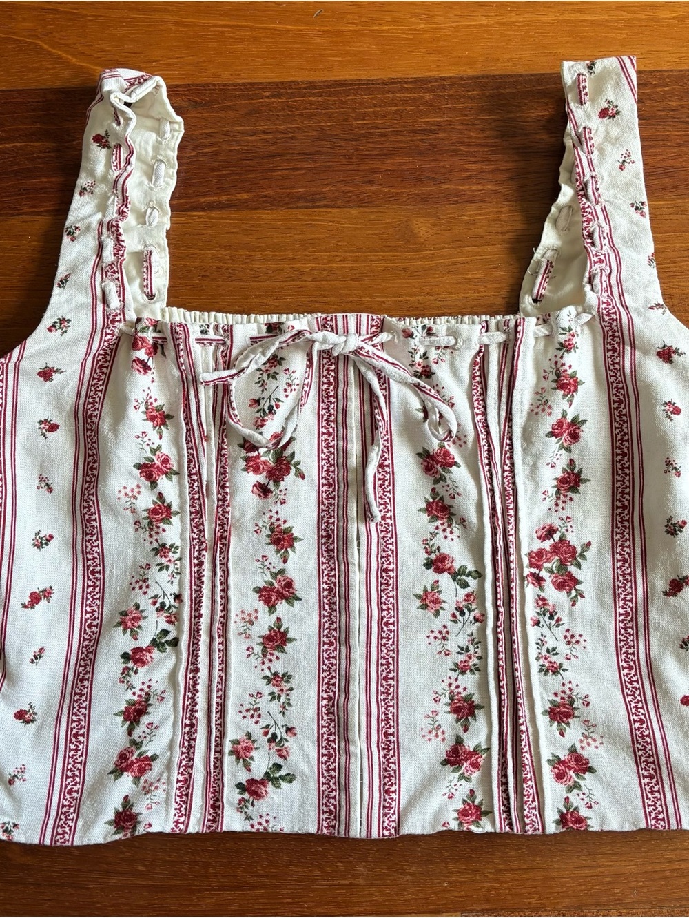 Vintage Inspired Rose Print Milkmaid Top